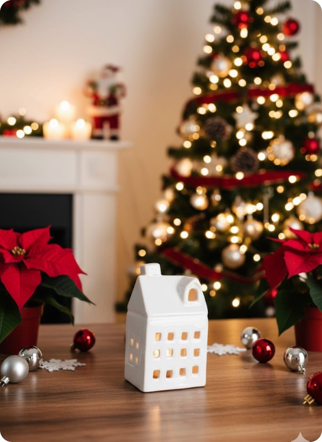 Merry-Lit White Cottage Candle Holder