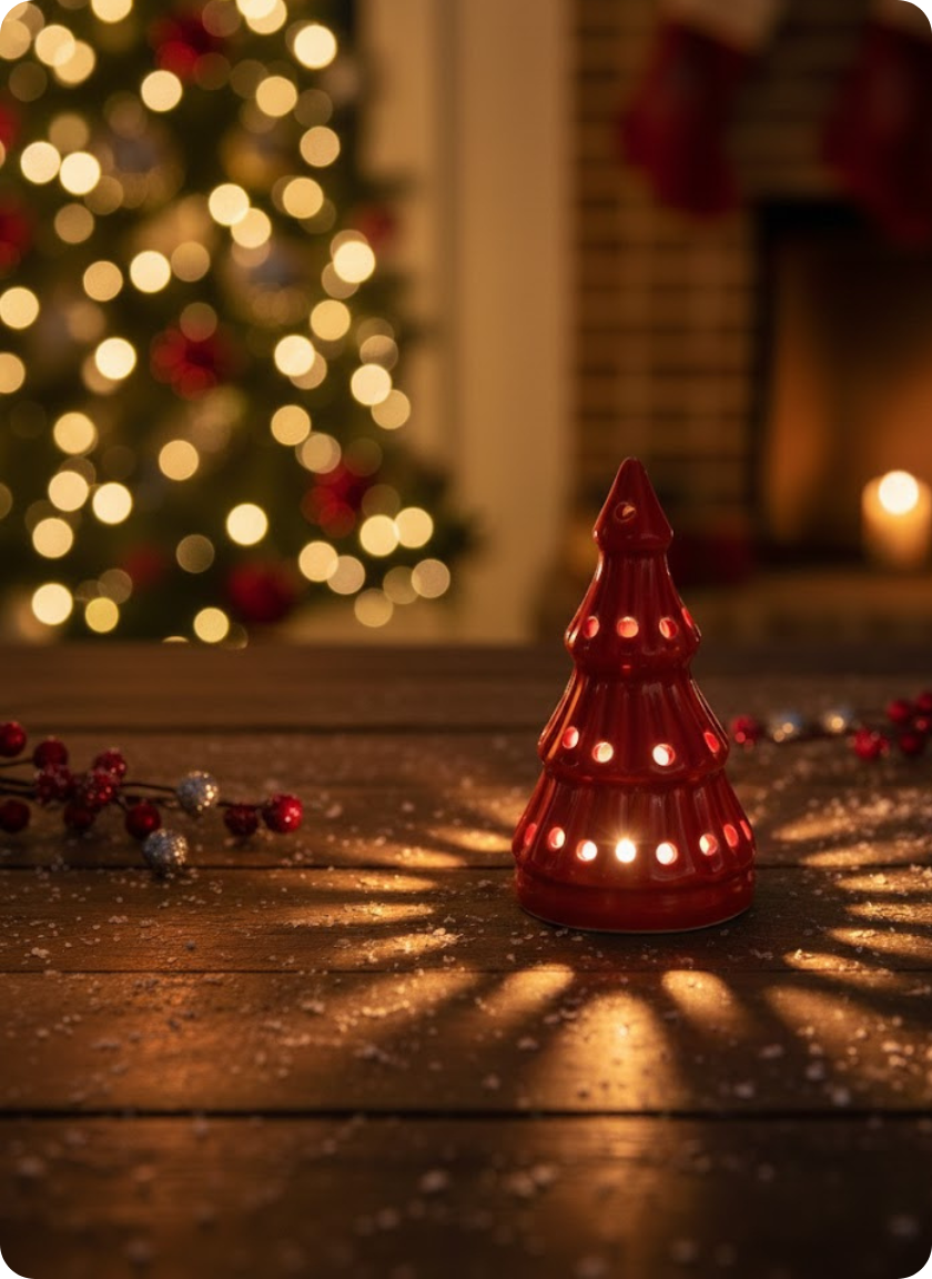 Tiny Twinkle Red Tree Candle Holder