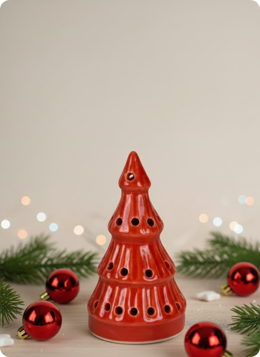 Tiny Twinkle Red Tree Candle Holder